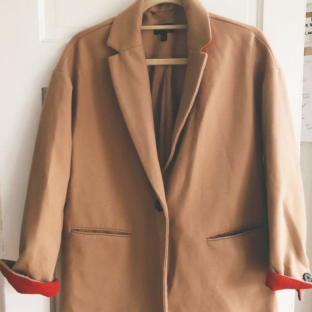 Topshop Camel Coat with Color Detail